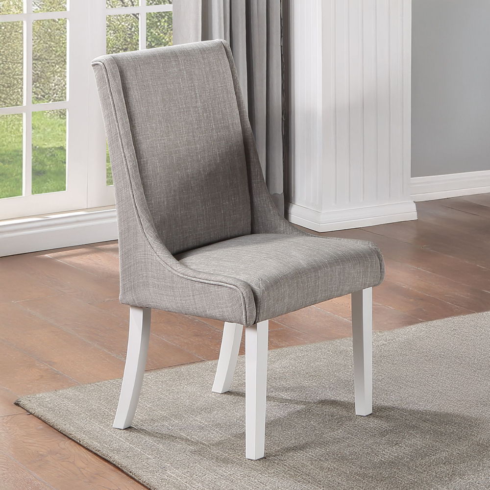 Hollyn - Side Chair (Set of 2) - Gray Linen & White