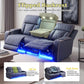 Ainehome Blue Gray Sanded Leather 5-Seater Power Reclining Sofa Set with Smart Features