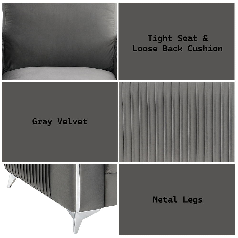 Wenona - Loveseat - Gray Velvet