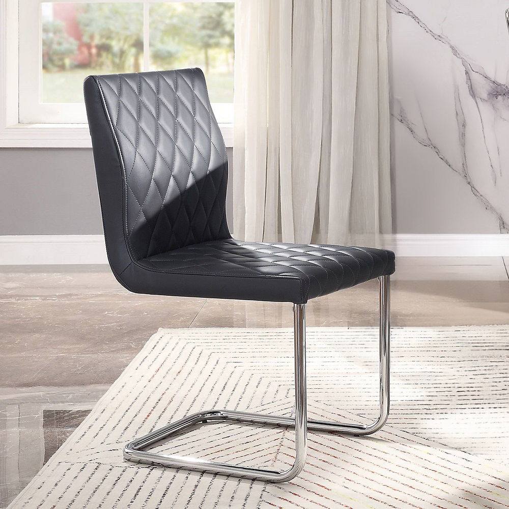 Ansonia - Side Chair (Set of 2) - Gray Synthetic Leather & Chrome