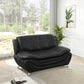 Black Faux Leather 3-Piece Living Room Sofa Set with Elegant Design