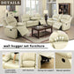 Ainehome Cinema 3-Piece Beige Faux Leather Manual Reclining Sofa Set