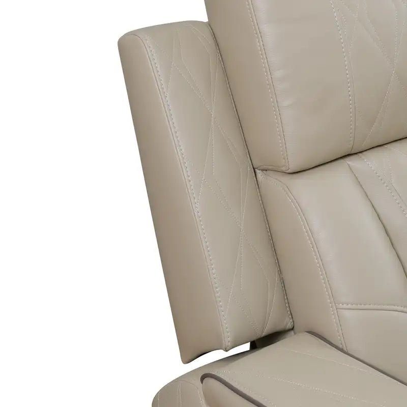 Ainehome Beige Leather Power Reclining Sectional Sofa with Reading Lamp