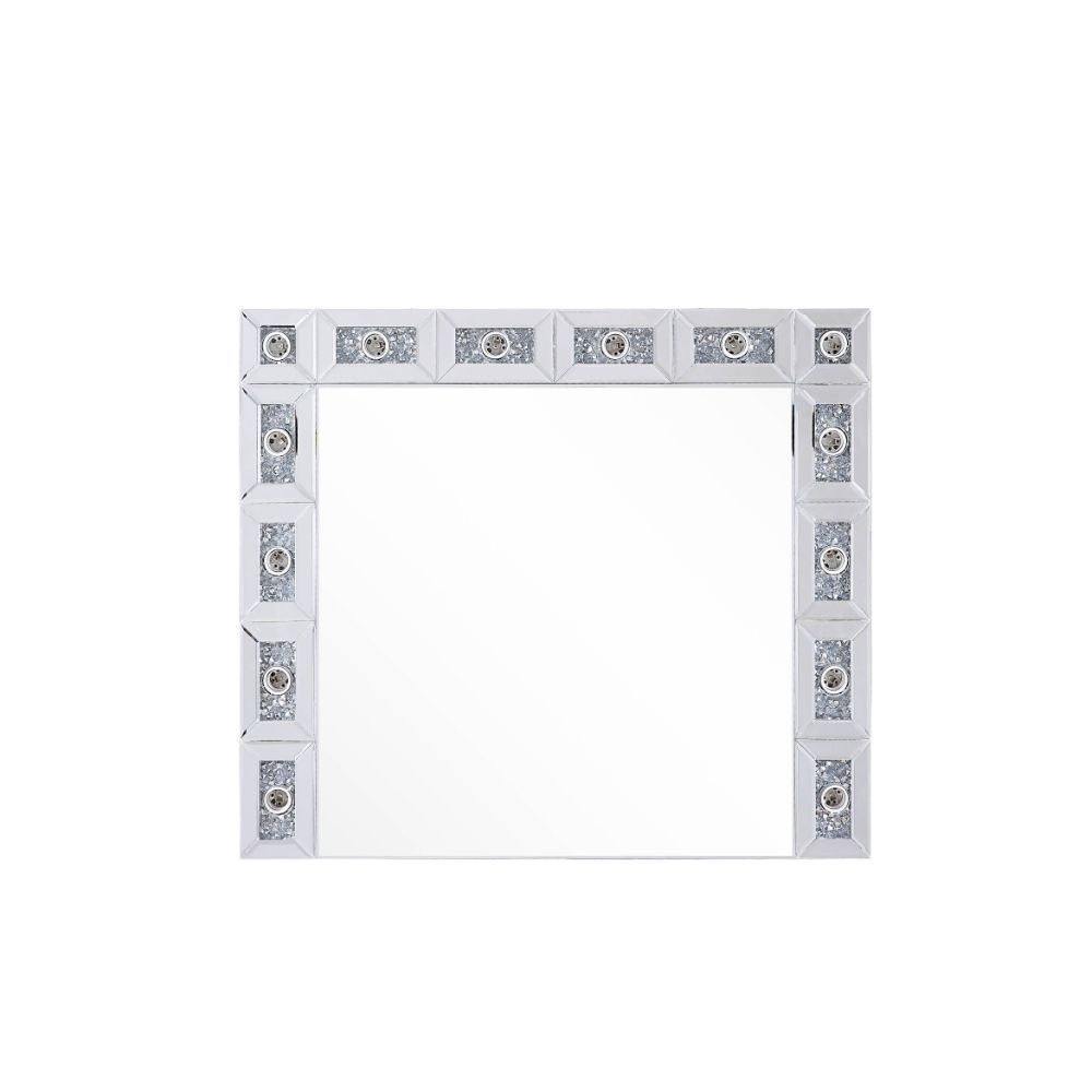 Noralie - 28" X 32" Accent Mirror - Mirrored & Faux Diamonds