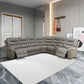 Ainehome Grey 3-Piece Intelligent Power Reclining Leather Sectional Sofa Set with Smart Features