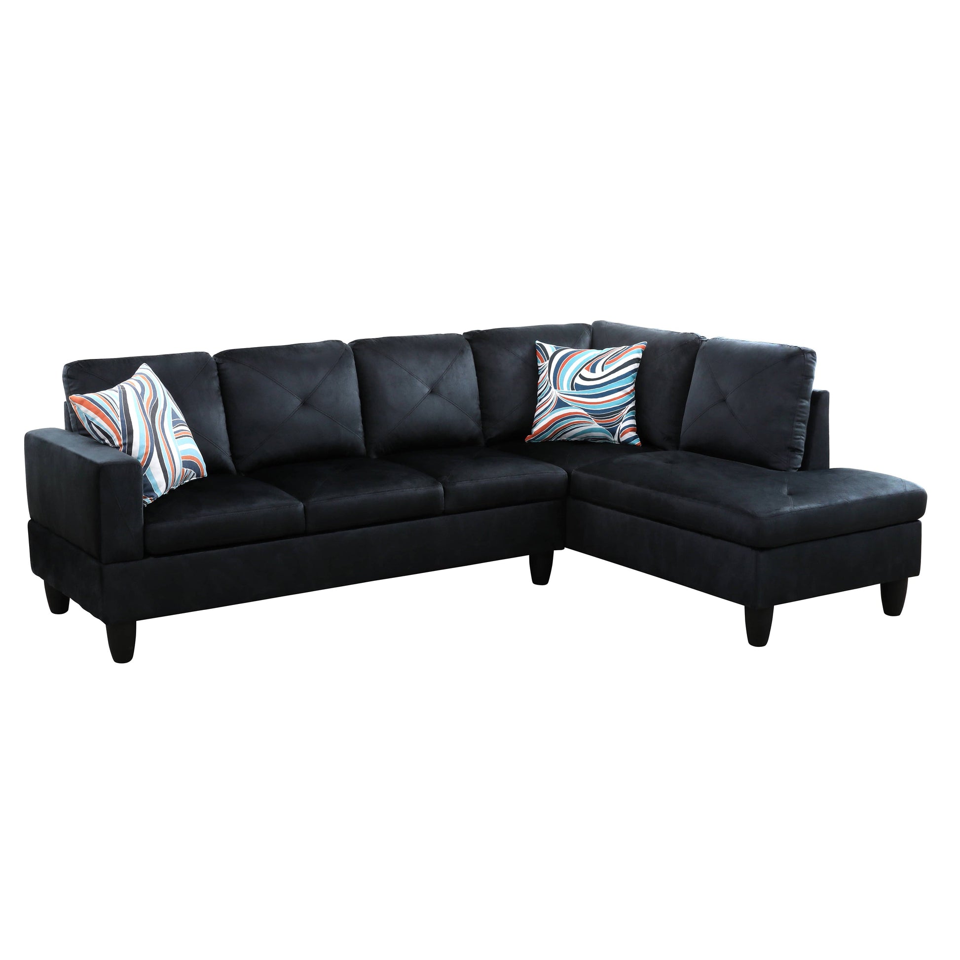 97" Wide Midnight Blue Microfiber L-Shaped Living Room Sectional Sofa Set — image 6