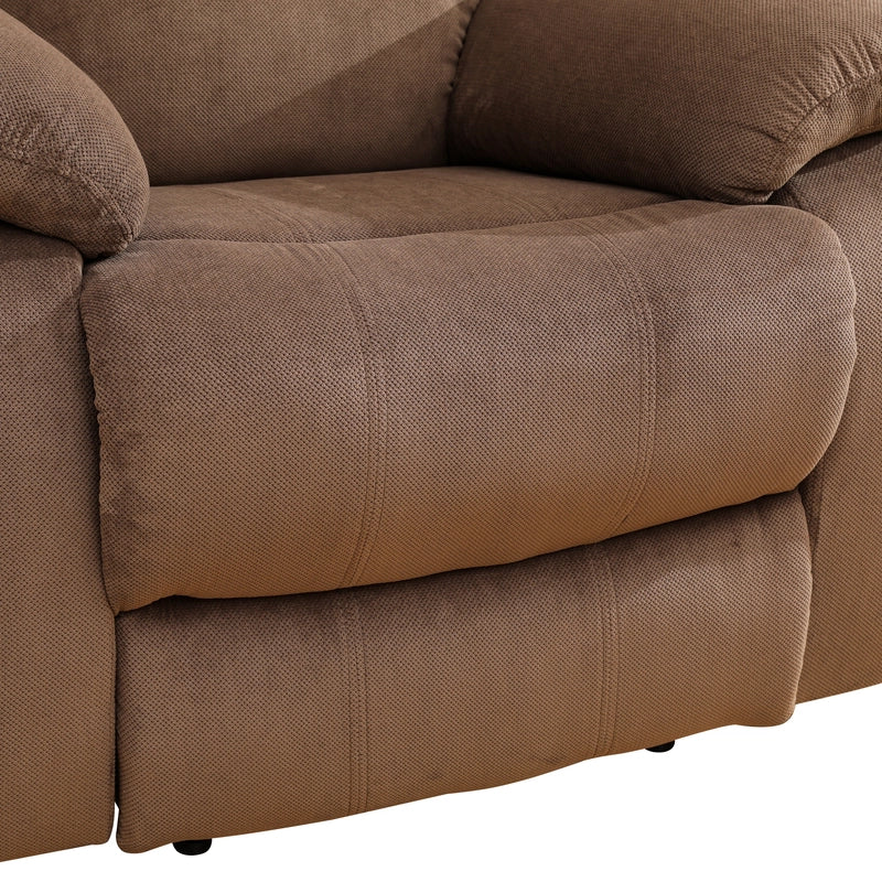 Ainehome Cinema 3-Piece Plush Brown Microfiber Reclining Sofa Set