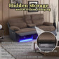 Brown Corduroy Power Reclining Sofa Set with LED Lights, USB Charging & Storage Console - 3 Piece Living Room Set