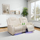 White Leather Power Reclining Sofa Set with Smart Consoles & 170° Recline