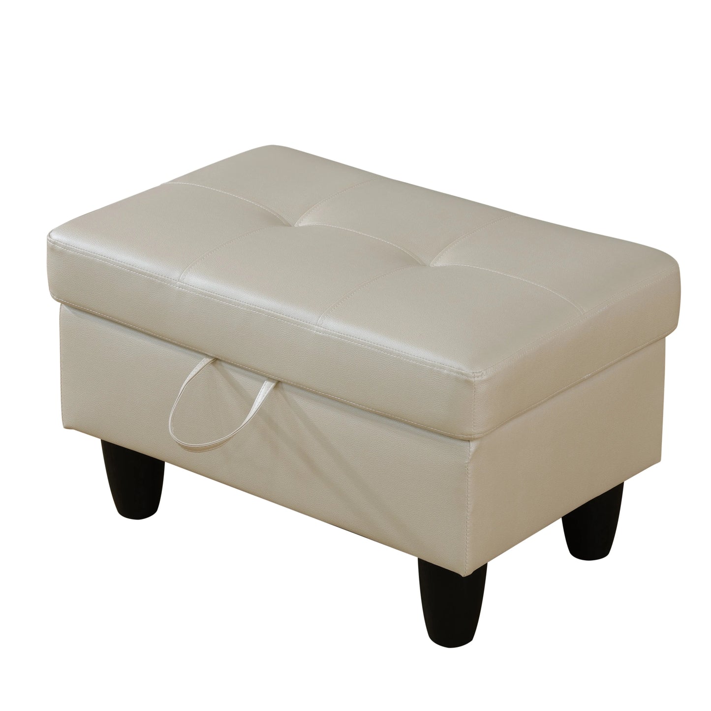 Ainehome White Faux Leather Modular Sofa with Storage Ottoman