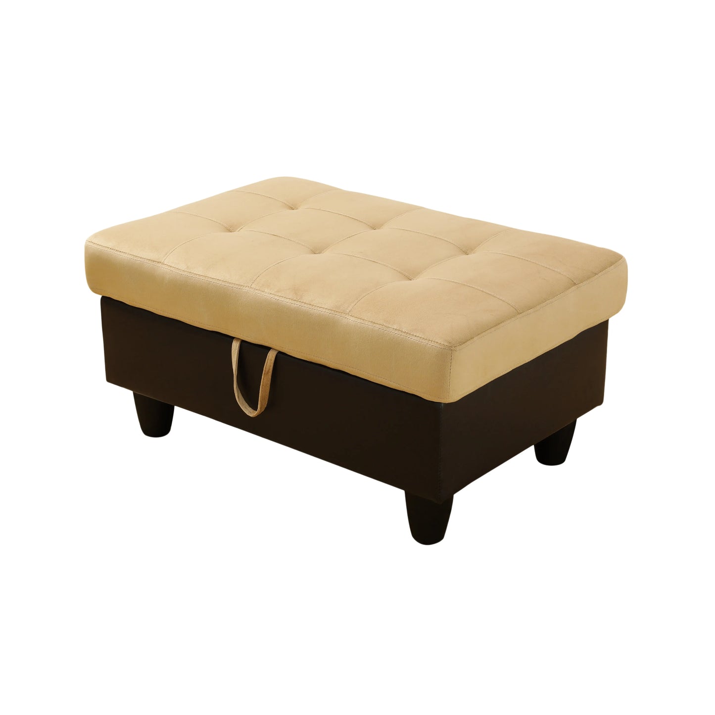 Ainehome Beige & Brown Lint And PVC Modular Storage Ottoman