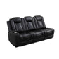 Ainehome Black Leather Power Reclining Sectional with Reading Lamp