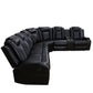 Ainehome Black Leather Power Reclining Sofa Set with Smart Storage & Wireless Charging