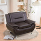 Solid Color Faux Leather 3-Piece Living Room Sofa Set with Elegant Design