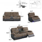 Brown Corduroy Power Reclining Sofa Set with LED Lights, USB Charging & Storage Console - 3 Piece Living Room Set