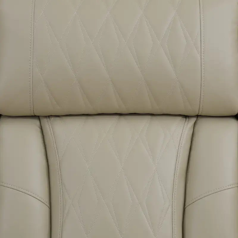 Ainehome Beige Leather Power Reclining Sectional Sofa with Reading Lamp