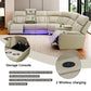 Ainehome Beige Leather Power Reclining Sectional Sofa with Reading Lamp