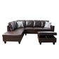 97" Wide Brown Faux Leather L-Shaped Living Room Sectional Sofa Set — image 4