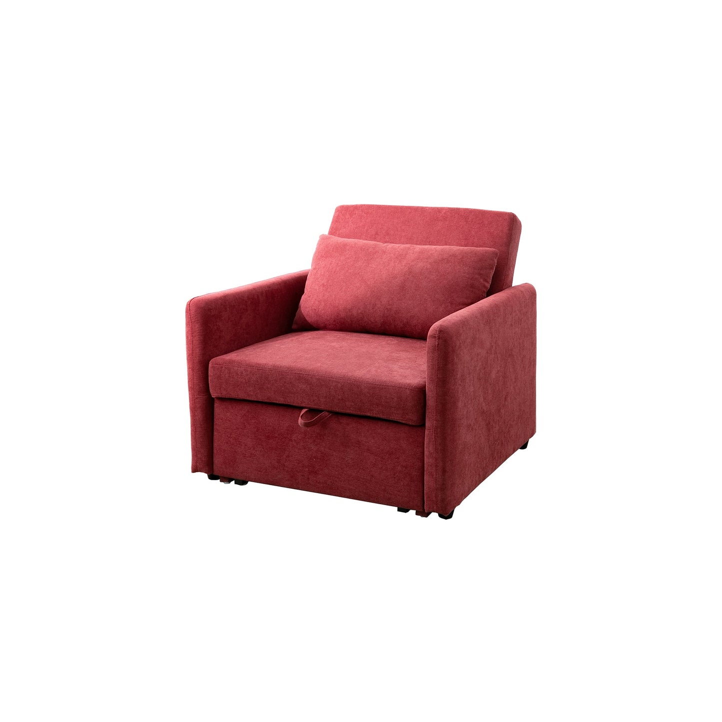 Red Lint Convertible One-Seat Sofabed