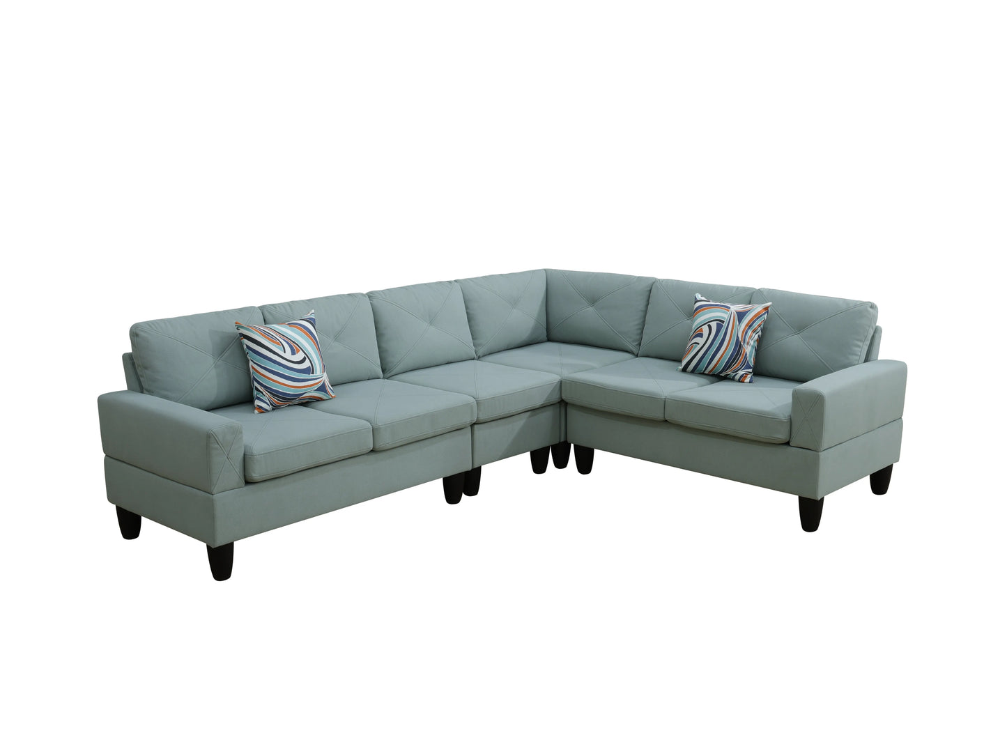 Ainehome Pale Green Flannel 4-Piece Modular Sofa Set