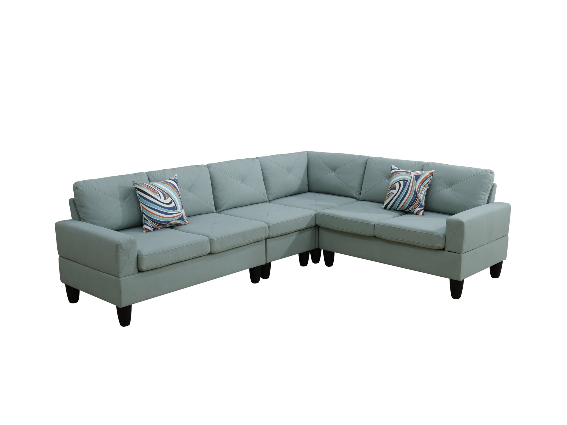 Ainehome Pale Green Flannel 4-Piece Modular Sofa Set