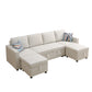 Ainehome Off-White Extendable Fabric Sofa Bed 6-Piece Sectional with Storage