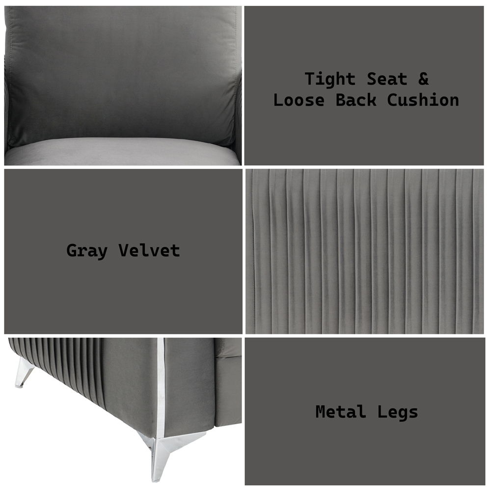 Wenona - Loveseat - Gray Velvet