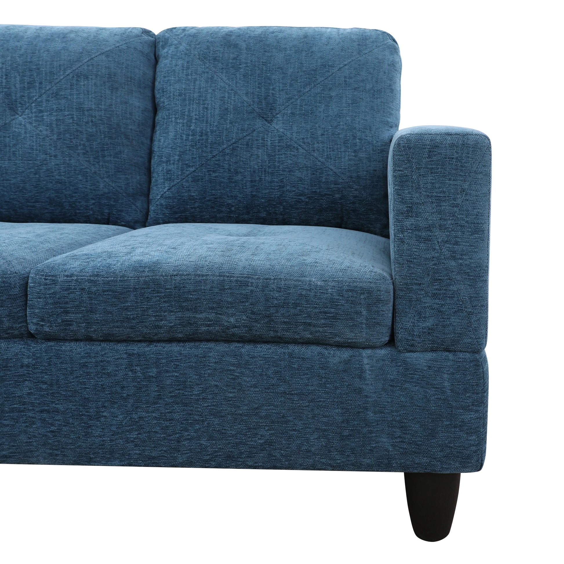97" Wide Blue Linen L-Shaped Living Room Sectional Sofa Set — image 10