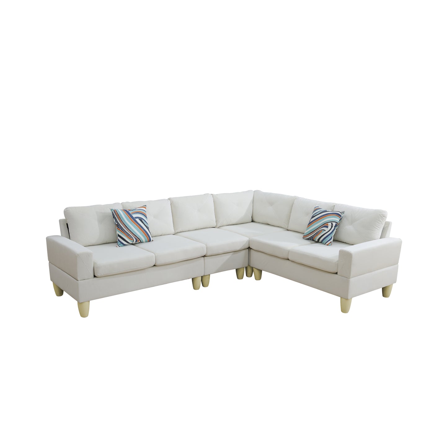 Ainehome Beige Flannel 4-Piece Modular Sofa Set