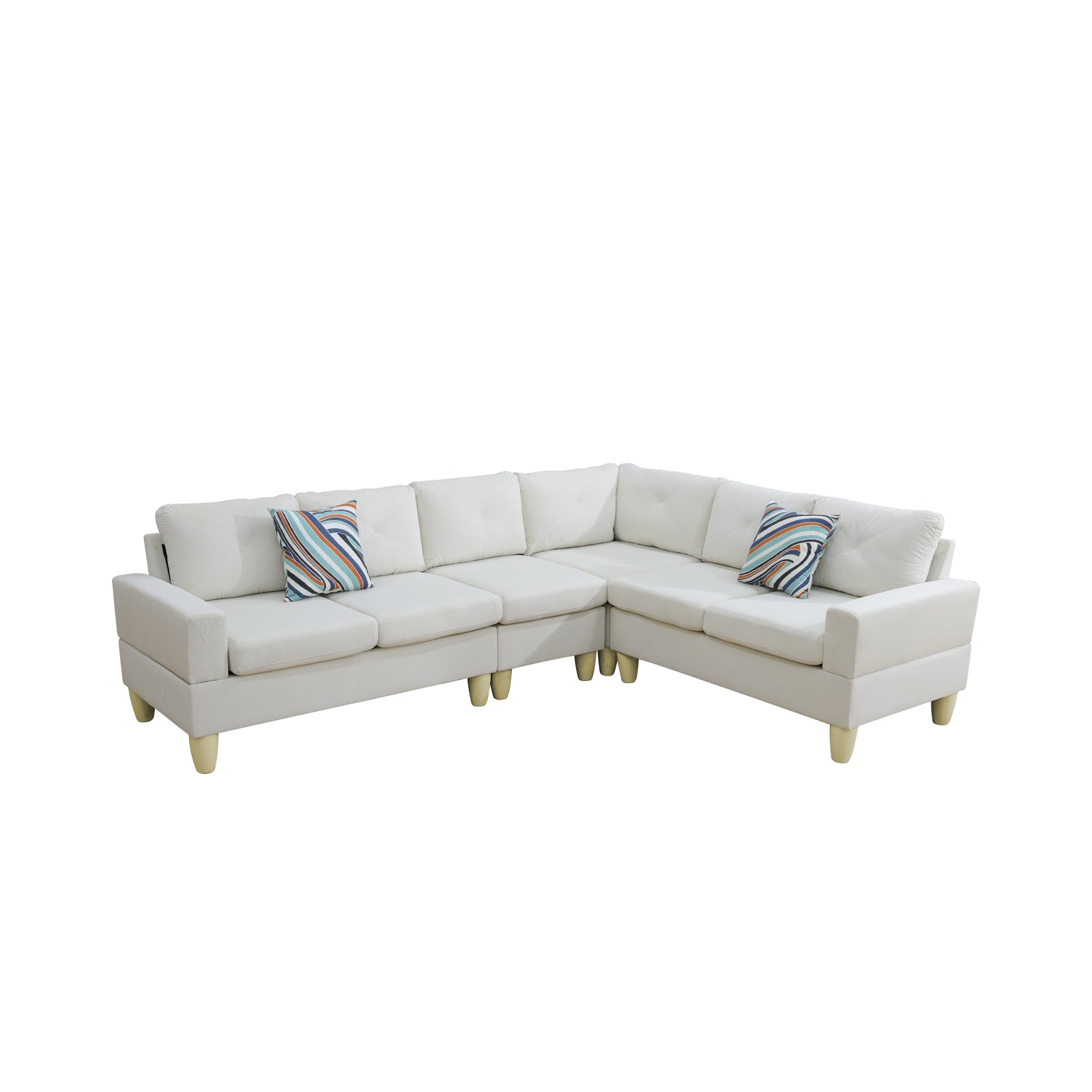 Ainehome Beige Flannel 4-Piece Modular Sofa Set