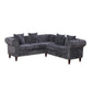 Ainehome Dark Gray Flannelette 2-Piece Sofa Set with Handcrafted Design