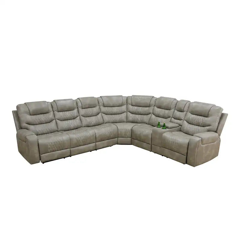 Ainehome Grey 3-Piece Intelligent Power Reclining Leather Sectional Sofa Set with Smart Features