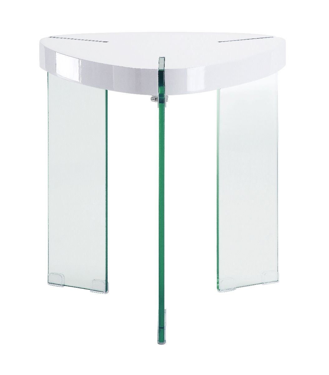 Noland - End Table - Clear Glass & White High Gloss