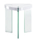Noland - End Table - Clear Glass & White High Gloss