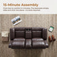 Ainehome 68" Manual RV Loveseat Recliner with Storage Console - Breathable Synthetic Leather Motorhome Sofa Replacement - 67" Full Extension & 26" Door Friendly - Walnut Brown