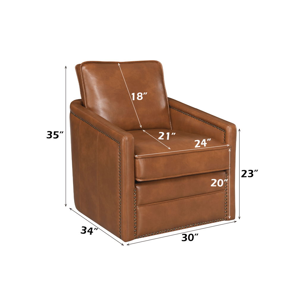 Rocha - Swivel Chair - Brown Leather Aire