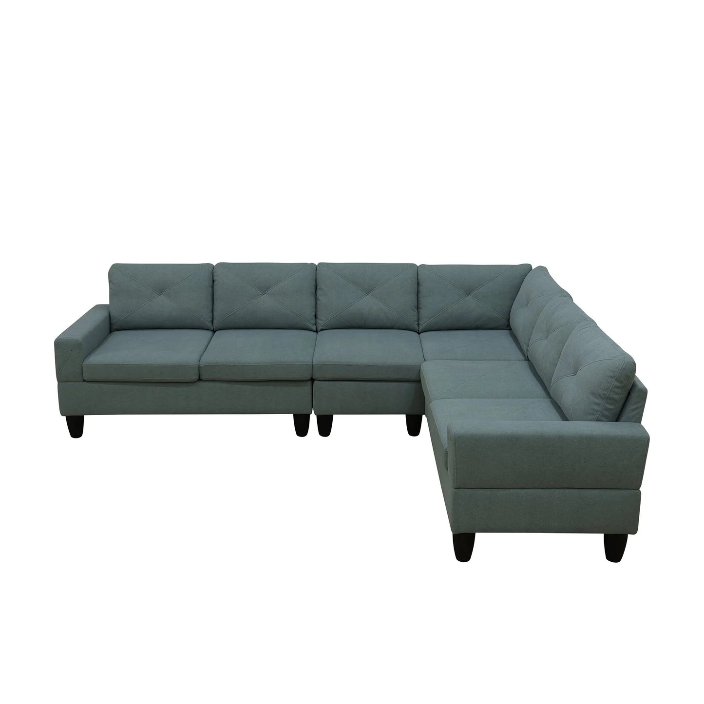 Ainehome Dendrobium Green Calico 4-Piece Modular Sofa Set