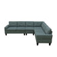 Ainehome Dendrobium Green Calico 4-Piece Modular Sofa Set