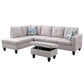 97" Wide Grey White Flannelette L-Shaped Living Room Sofa Set — image 2