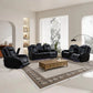 Black Leather Power Reclining Sectional Sofa with 170° Recline & Reading Lamp — Sofa image 2
