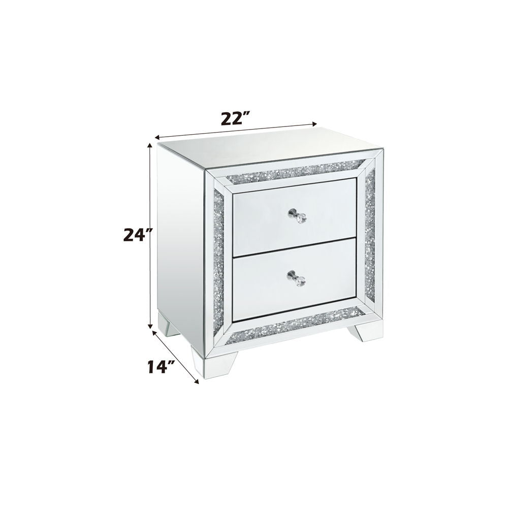 Noralie - 22" X 14" Accent Table With Faux Diamonds - Mirrored