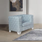 Saree - Chair - Light Teal Chenille & White