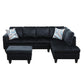 97" Wide Midnight Blue Microfiber L-Shaped Living Room Sectional Sofa Set — image 8