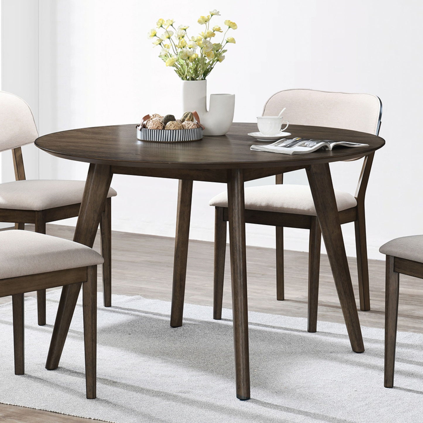 Rex - 48" Round Dining Table - Walnut Brown