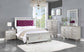 Varian - Twin Bed - Burgundy Velvet, Silver & Mirrored