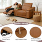 Ainehome Light Brown Leather 5-Seater Modular Power Reclining Sectional Sofa Set with Smart Storage & USB