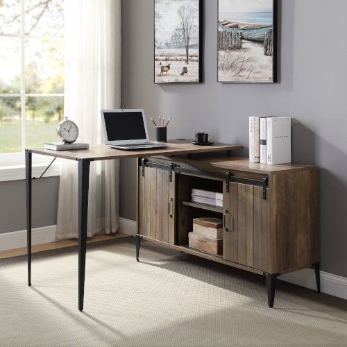 Zakwani - 48" Writing Desk - Rustic Oak & Black