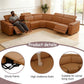 Ainehome Light Brown Leather 5-Seater Modular Power Reclining Sectional Sofa Set with Smart Storage & USB
