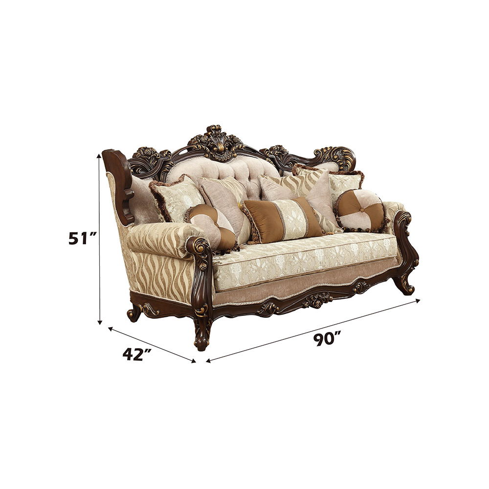 Shalisa - Sofa With 7 Pillows (Same Lv01585) - Fabric & Walnut