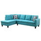 97" Wide Sky Blue Flannel L-Shaped Living Room Sectional Sofa Set — image 6